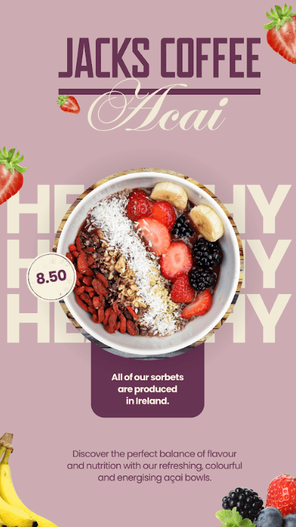 Jacks Coffee açaí campaign on a Logic ad network screen
